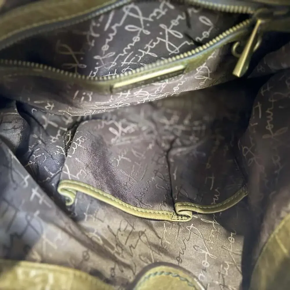 Fifty Four Fossil Vintage Olive Green Leather Shoulder Bag Hobo Purse